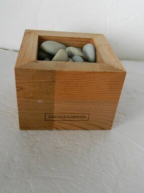 SMITH & HAWKEN SMALL WOOD BOX/PLANTER W/ROCKS DESK GARDEN